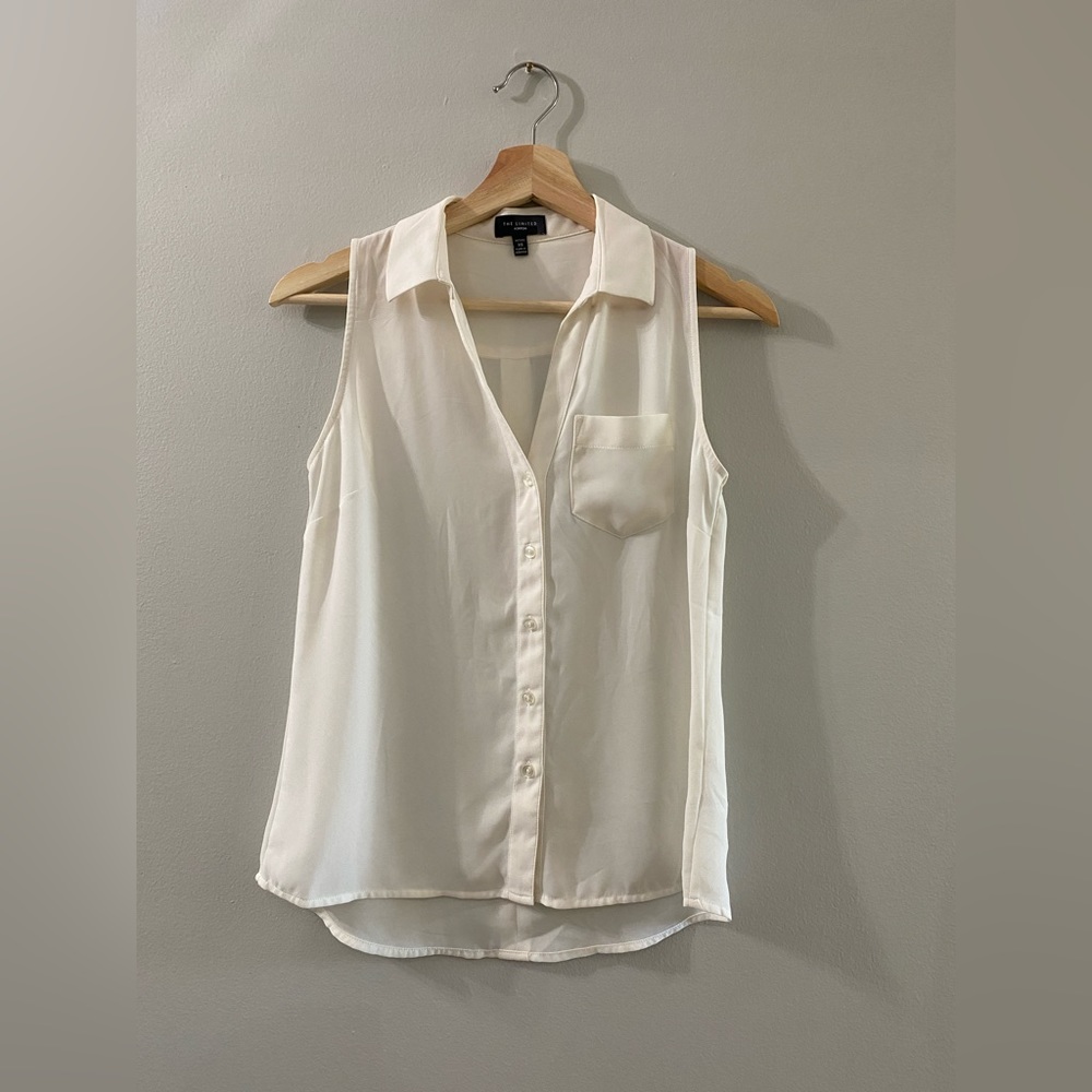 The Limited Ashton white button down sleeveless top